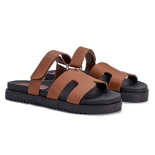 Sandália Lila Martore Feminina Confortavel Papete Rasteirinha H - Varios Modelos (Marrom, BR, Adulto