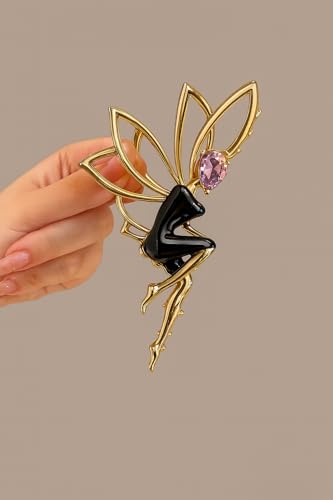 Image of Diversa Rhinestone Golden Claw Clip, Embellished Korean Clutcher, Non- Slip Metal Claw Clip for Girls, Fancy Clutcher for Women, Pack of 1 (Pink Mermaid)
