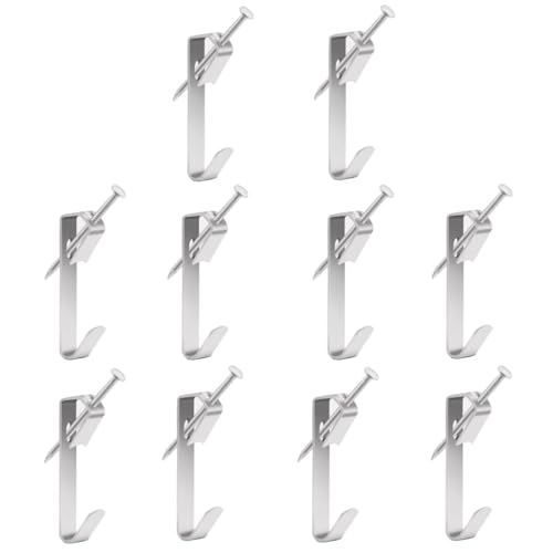 Image of 20pcs Picture Hanging Kit, 100Lb Professional Picture Frame Hangers, Metal Picture Hanging Hooks with Nails, on Drywall, Wooden Wall Photo, Mirror, Canvas, Wall Art (Silver)