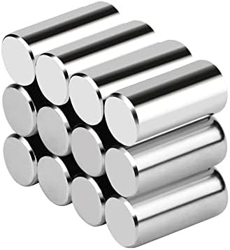 Realth Magnetic Cylinder Neodymium Permanent Circular Magnets Rod 6.35mm*12.5mm for Science and Craft 12 Pack(MC607N)