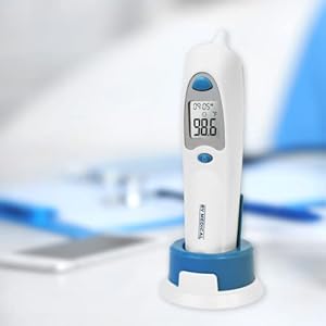Instant Fast Ear Thermometer for Adults, Kids, Toddlers, and Babies with 25 Probe Covers, Stand, and Cover for Clinic or Home