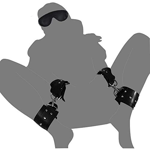 Ninonly SMグッズ SMセット 拘束具 3点セット 手枷 足枷 アイマスク SMプレイ ふわふわ 調節可能 マンネリ解消(ブラック) - 画像5