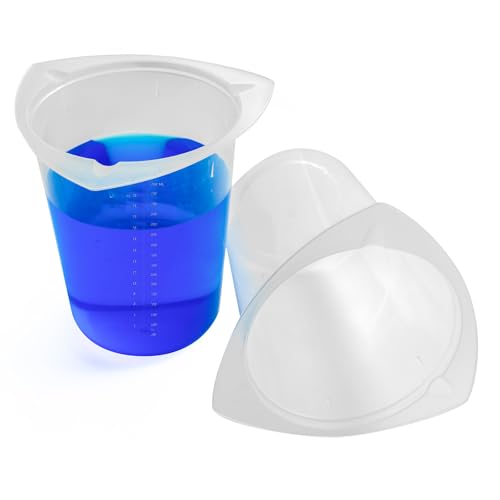 CryoKing 25Pcs Plastic Beaker, 800ml Triangular Lab Measuring Cup, 27.05oz Clear Liquid Container With Scale Line, Triangular Beakers for Labotatory Scientific Experiment, Household Mixing