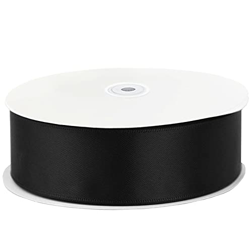 Image of Solid Color Double Faced Black Satin Ribbon 2 inch X 25 Yards, Ribbons Perfect for Crafts, Wedding Decor, Bow Making, Sewing, Gift Package Wrapping and More