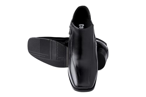 Image of Calden Men's Invisible Height Increasing Elevator Shoes - Black Premium Leather Zipper Dress Boots - 3.2 Inches Taller - K99805 - Size 10.5 D(M) US