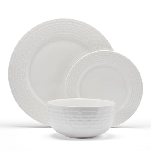 Image of Pfaltzgraff Sonya White 24 Piece Plate Bowl Dinnerware Set, Service for 8