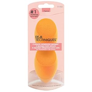 Real Techniques Miracle Complexion Makeup Sponge for full cover foundation, Pack of two (Packaging May Vary)