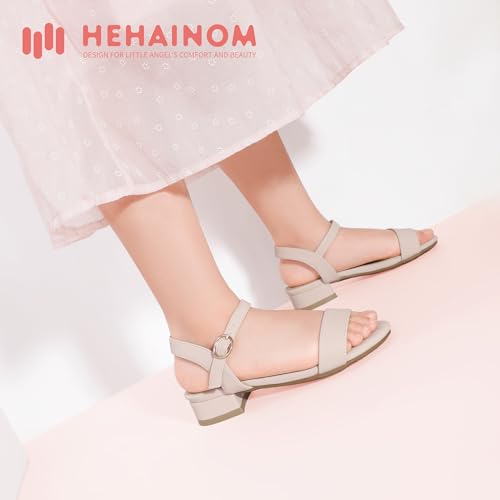 Image of Hehainom Girls Dress Shoes Low Heels Sandals Open Toe Wedding Party School for Little Big Kids Flower Girl Shoes