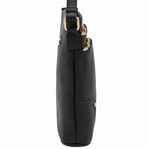Image of ALYSSA Triple Zip Pocket Large Crossbody Bag