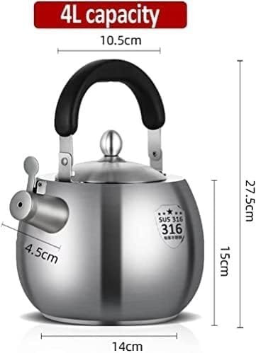 Stainless Steel Stovetop Whistling Tea Kettle 316 - 4L Fast Water Boiler, Whistles When Water Boils