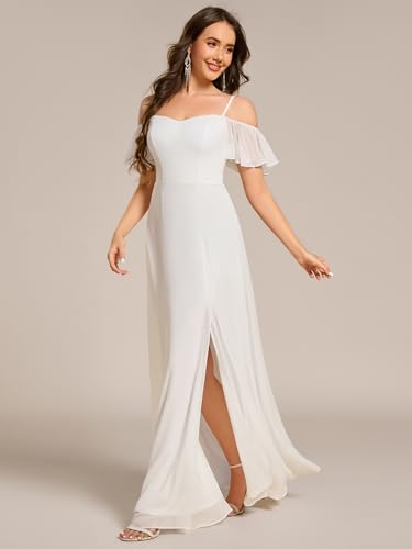 Image of Ever-Pretty Women's Formal Dresses Off Shoulder Short Sleeve Split A-Line Floor Length Bridesmaid Dresses 0237