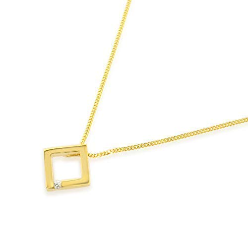 14k gold square shape diamond pendant 