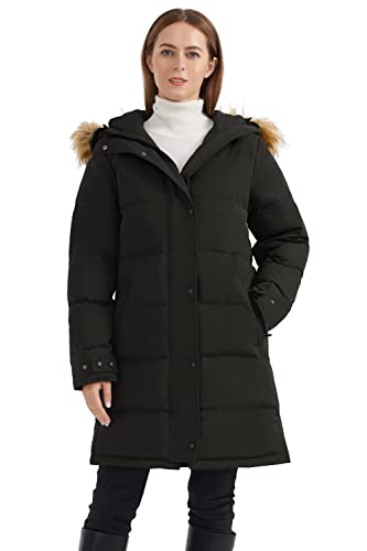 Orolay Women's Thickened Down Coat Long Puffer Jacket with Adjustable Hood Quilted Warm Winter Parka