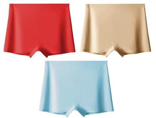 Image of LOURYN KOULYN Women's Ice Silk Seamless Boyshort Panty, (Pack of 3 Panty)