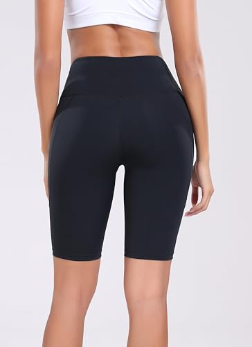 Oalka Women's Short Yoga Side Pockets High Waist Workout Running Shorts4