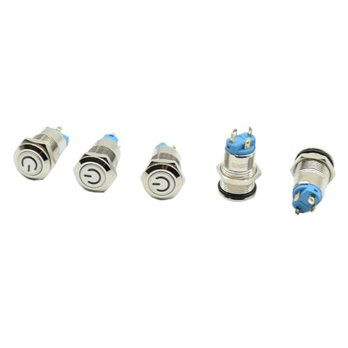 Interruptor metal de 12mm con bloqueo pulsador plano LED 220V 24V 12V