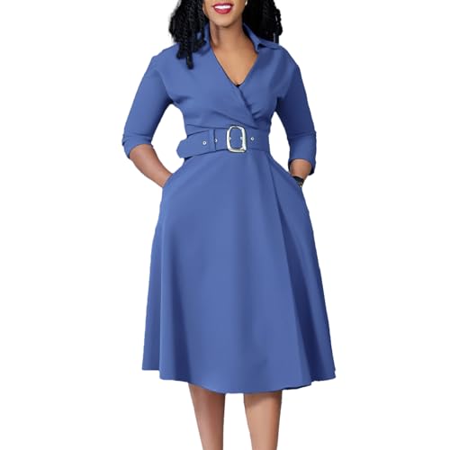Robe évasée manches 3/4 femme robe de bureau mi-saison chic