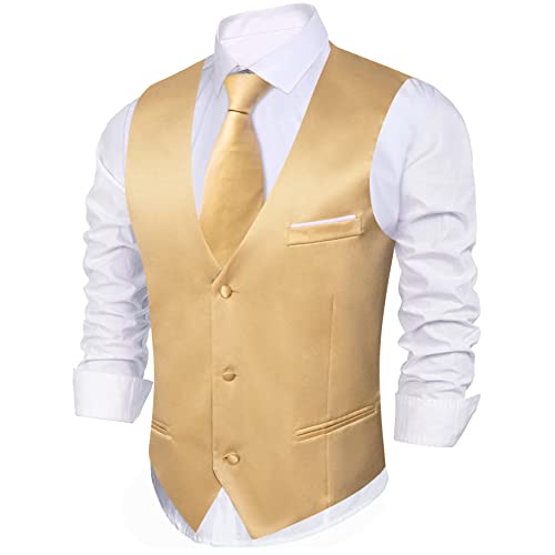 Barry.Wang Mens Formal Business Suit Vest Slim Fit Casual Solid Color Dress Waistcoat Tie Bow Tie Set Wedding Party3