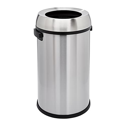 Amazon Basics Poubelle à ouverture ronde en acier inoxydable - 65 litres
