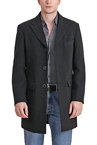 Image of BGSD Men Marc Wool Blend Single Breasted Walking Coat (Also available in Big and Tall), Black, Medium
