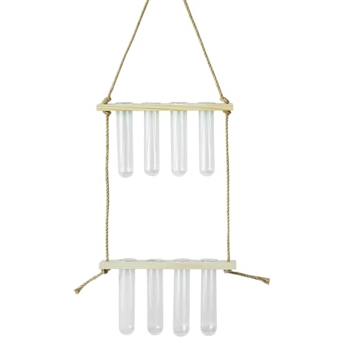 Station de propagation suspendue en verre et bois pour boutures 8 tubes 20x90 cm