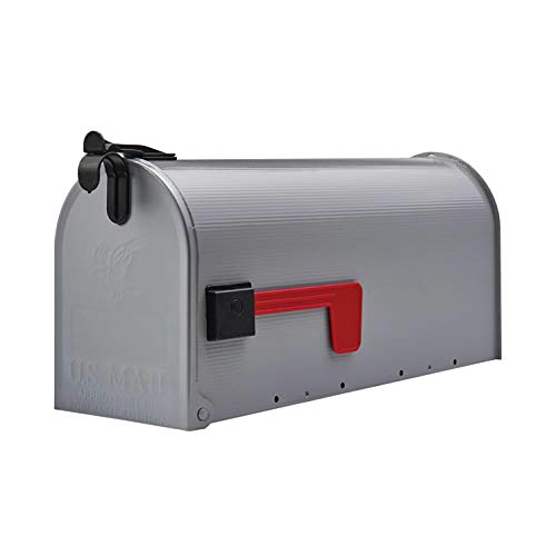 SoB Medium Gray Rural Box Mail Storage Galvanized Steel Post-Mount Mailbox, 7.01in. W x 9.45in. H x 20.28in. L - Mailboxes for Outside - Post-Mount Mailbox - Metal Mailbox Post Mount