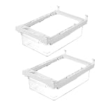 MIVIDE 2PCS Fridge Drawers Pull-out Storage, Under Shelf Drawers Pull Out for Fridge, Fridge Storage Organisers Drawers, Clear Storage Organiser Bins for Fruit and Vegetables