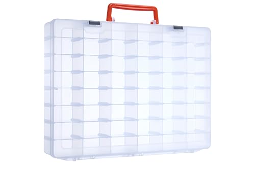 AISLE 3 ESSENTIALS Caixa de armazenamento de brinquedos de plástico, 48 compartimentos ajustáveis para mini marcas, Hot Wheels, Shopkins, L.O.L. Surprise! Bonecas e pequenos brinquedos de plástico