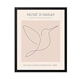 Poster Master Vintage Poster - Retro One Line Hummingbird Drawing Print - Bird Line Art - Minimal Gift for Him, Her, Animal Lover - Abstract Decor for Home, Office - 11x14 UNFRAMED Wall Art