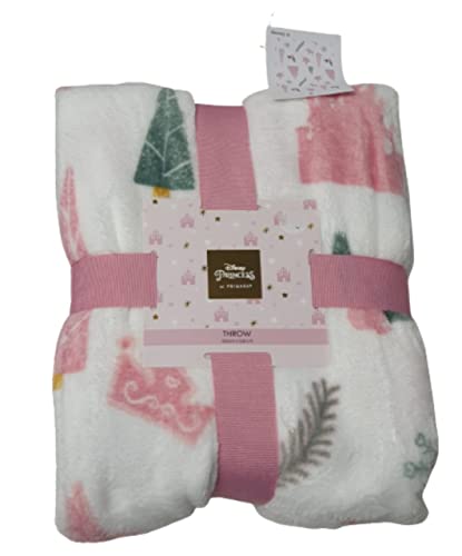 Licensed-Primark Disney Princess Bed Fleece Throw Soft Warm White Cosy Home Blanket 120cm x 150cm, Multicolor