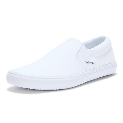 Lacoste Men's Slip-On Base Sneaker, White, 11