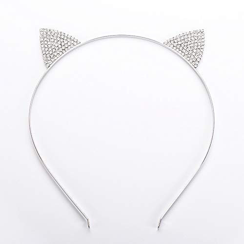 2 Pcs Cat Ears Headband Halloween Rhinestone Kitty Hair Hoops Crystal Cat Kitten Ears Headpiece Hairband Hair Bands Women Christmas Party Decoration Cosplay Costume Handmade Cute Hair Accessories #TOP5
