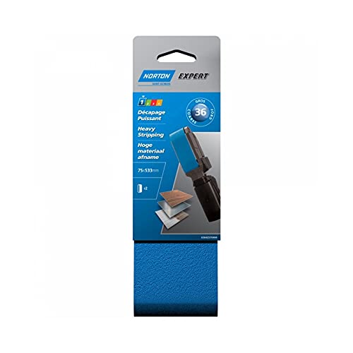 Bandes 75x533mm Norton grain 80 pour ponceuse à bande lot de 2