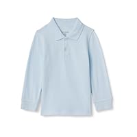 Amazon Essentials Jungen Einheitliches Langarm-Piqué-Poloshirt, Hellblau, 6-7 Jahre
