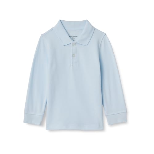 Amazon Essentials Polo de Uniforme de Piqué de Manga Larga Niño, Azul Claro, 8 años