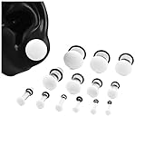DOEARKO 18 PCS/10 PCS Glass Ear Gauge Stretching Kit Plugs Comfy Stretching Fashion Body Piercing Jewelry set 16G-00G (2g-00g 10PCS, White)