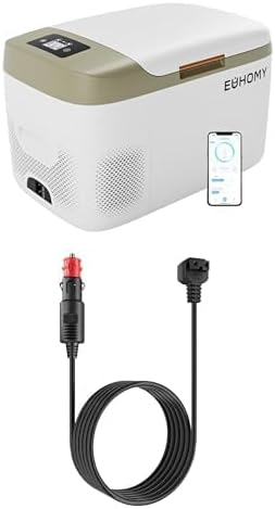 EUHOMY 12 Volt 23QT Car Refrigerator Bundle with 11.6FT 12V DC Power Cord Cable for Car Fridge
