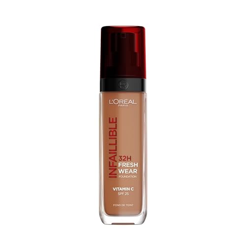 L'Oréal Paris Liquid Foundation, Full Coverage, Lasting Wear, Hydrating, Water & Transfer-Proof, Lightweight, Fresh, Dewy & Glowing Skin, 365 Deep Golden