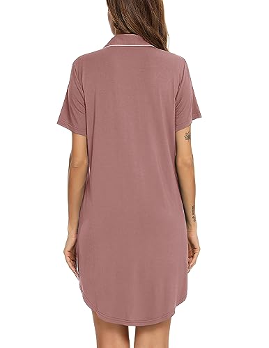 Image of Pjmlifecoco Nightgown for Women Button Down Sleepshirt Short /Long Sleeve Nightdress Soft Modal Sleepwear S-XXL