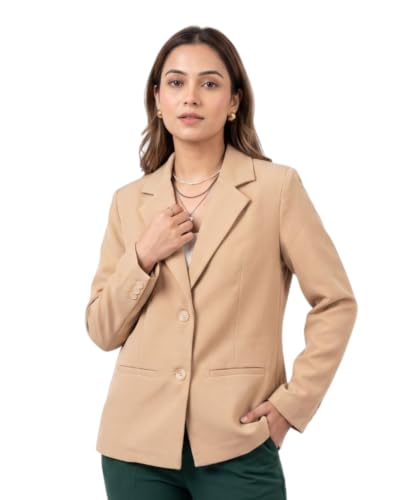 Image of modny Women's Formal Cotton Blazer | Single-Breasted, Button Closure, Long Sleeves Blazer for Girls | Professional Outfit for Office & Meetings