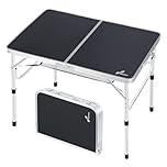 Sportneer Folding Camping Table 90 x 60 cm, Large Height Adjustable Camping Table, 2 Height Settings Camp Table with Mesh Shelf for Picnic, BBQ, Garden, Outdoor Cooking