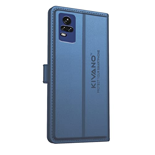 Image of KIVANO Professional Series Wallet Case for Vivo Y73 | Luxurious Design | Handcrafted Unique | Premium | PU Leather Flip Cover | Card Slots | Kickstand | Protective Case | Magnetic Closure - Dark Blue