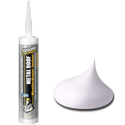 Image of Titebond WeatherMaster Metal Roof Sealant, White 61001 (12 Pack) - Premium Polymer Caulk for Aluminum, Copper, Galvanized Steel & Coated Metals, UV-Resistant - 9.5 Oz. Cartridges