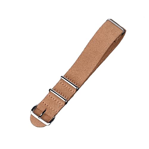 Bracelet montre Zulu en cuir pleine fleur marron kaki 22mm
