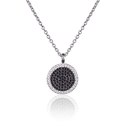 Collier Argent 925 avec pendentif en disque rond noir et blanc namana pour look minimaliste