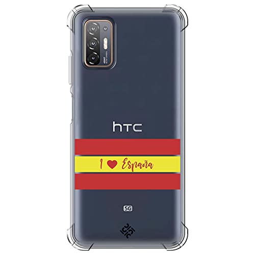Movilshop Funda Antigolpes para HTC Desire 21 Pro 5G Dibujo Auténtico [ I Love España ] Esquina Reforzada Silicona 1.5mm de Grosor Flexible Transparente Bumper Gel TPU