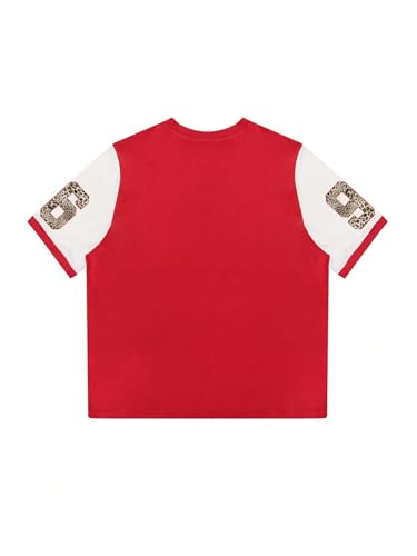 SOLY HUX Women's Plus Size Summer Leopard Jersey T Shirts Oversized V Neck Graphic Tee Tops2