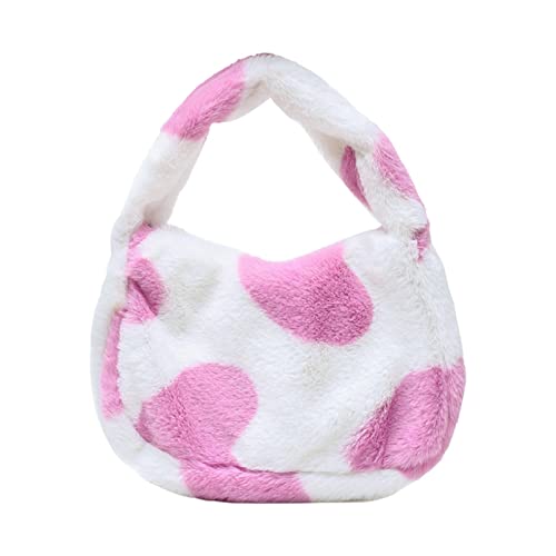 MY99 USHOMI Sac fourre-tout esthétique en fausse fourrure pour femme - Joli sac imprimé avec cœur pour l'automne et l'hiver (motif cœur) Cover