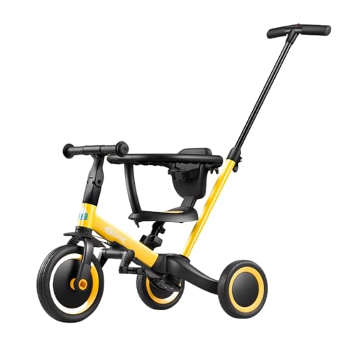 子供用三輪車、手押し棒、安全ポール、フローティングボード、パラソル、男の子、女の子、幼児、子供 (A9イエロー,ガードレール)