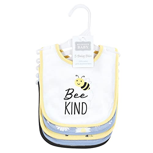 Image of Hudson Baby Unisex Baby Cotton Bibs, Bee Kind, One Size